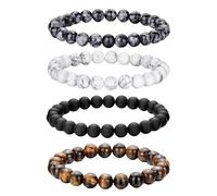 Bracelet Perlé 4 Pièces, Bijoux D’Oeil De Tigre Pour Hommes