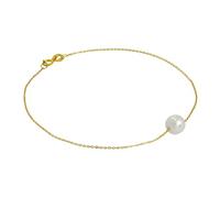 Bracelet Perle 6mm en Or Jaune 9 Carats 18cm Epaisseur 1mm
