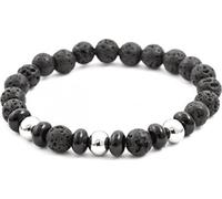 Bracelet perlé en pierre de lave et howlite MINK57, 17 cm