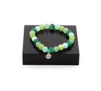 Bracelet composé d'agate verte + aventurine + péridot + perles d'angélite, 8 mm