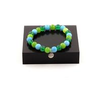 Bracelet Perles Agate verte + Calcédoine bleu + Péridot 8 mm - A Bijoux