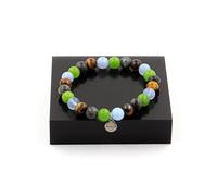 Aigue-marine + œil de tigre + labradorite + péridot Bracelet de perles 8 mm