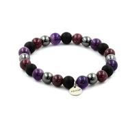 Bracelet Perles Améthyste + Hématite + Lépidolite + Onyx noir mat 8 mm