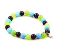 Bracelet Perles Améthyste + Hématite + Lépidolite + Onyx noir mat de 8 mm | Longueur 19-20 cm | Fabriqué en France | TRENDYFLAIR Noir G