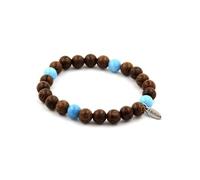 Bracelet de perles de calcédoine bleue + bois 8 mm
