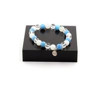 Bracelet Perles Calcédoine bleu + Quartz + Pierre de lune 8 mm - A Bijoux