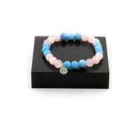 Perles de bracelet Calcédoine bleue + Quartz rose 8 mm