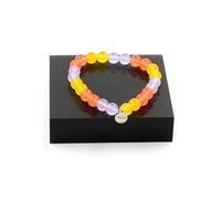 Bracelet de perles de calcédoine orange + calcédoine lavande + agate jaune 8 mm