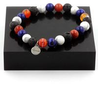 Bracelet perles de lapis-lazuli + bandachat + howlite + lave 8 mm