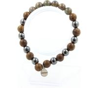 Bracelet Perles de saphir de Mogok, Birmanie, Myanmar + hématite + bois 8 mm