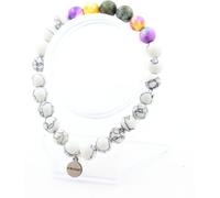 Bracelet Perles de Turquoise Africaine + Jaspe Bleu Violet + Jaspe Jaune Violet + Howlite 8 mm