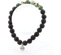 Bracelet Perles de turquoise africaines + agate mousse + jaspe dalmatien + lave 8 mm