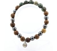 Bracelet Perles de turquoise africaines + hématite + bois 8 mm