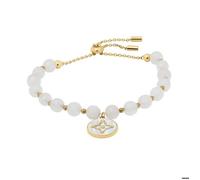 Bracelet Perles Femme TALLIA Acier Doré Nacre Blanche Noeud coulissant et Blanc