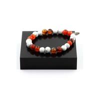 Bracelet perles howlite + agate rubanée 8 mm