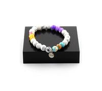 Bracelet de perles howlite + jaspe bleu-orange + jaspe bleu-lilas + jaspe jaune-lilas 8 mm