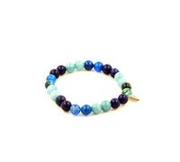 Bracelet de perles de lapis-lazuli + aigue-marine + agate bleue rubanée 8 mm