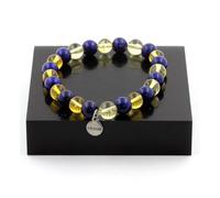Bracelet Perles Lapis Lazuli + Citrine 8 mm