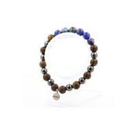 Bracelet de perles de lapis-lazuli du Pakistan + hématite + bois 8 mm