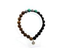 Bracelet de perles de malachite du Congo + hématite + onyx noir mat + bois 8 mm