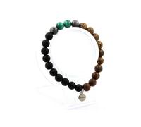 Bracelet de perles de malachite du Congo + labradorite + onyx noir mat + bois 8 mm