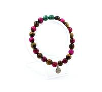 Bracelet de perles de malachite du Congo + œil de tigre + œil de tigre fuchsia 8 mm