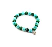 Bracelet de perles de malachite + turquoise 8 mm