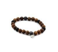 Perles de bracelet Obsidienne noire + Lave + Labradorite + Bois 8 mm