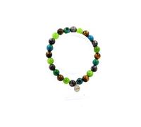 Bracelet perles d'oeil de tigre + labradorite + chrysocolle + péridot 8 mm