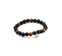 Bracelet perles œil de tigre + lave + agate noire 8 mm