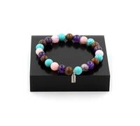Bracelet Perles Opale Rose + Améthyste + Turquoise + bois 8 mm - A Bijoux Turquoise G