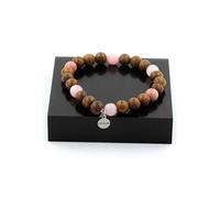 Perles de bracelet opale rose + rhodonite + quartz rose + bois 8 mm