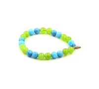 Bracelet de perles de péridot + calcédoine bleue 8 mm