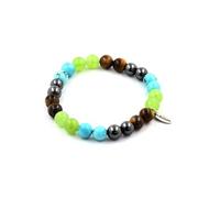 Bracelet Perles Péridot + Oeil de Tigre + Turquoise + Hématite 8 mm - A Bijoux Turquoise G