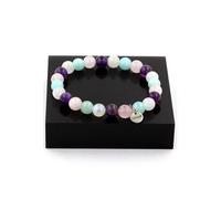 Perles de bracelet Pierre de lune + angélite + améthyste + quartz rose 8 mm