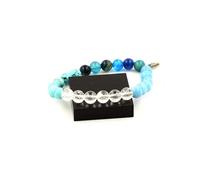 Perles de bracelet en quartz + calcédoine bleue + apatite + turquoise 8 mm