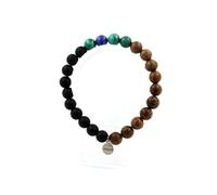 Bracelet Perles Quartz rose + Oeil de Tigre + Agate noire + bois de 8 mm Longueur 19-20 cm Fabriqué en France TRENDYFLAIR