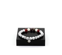 Bracelet Perles Rubis de Mogok, Birmanie, Myanmar + Agate Rouge + Pierre de lune + Howlite 8 mm - A Bijoux Blanc G