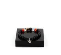Bracelet de perles de rubis Mogok, Birmanie, Myanmar + quartz de titane + obsidienne d'acajou + lave 8 mm