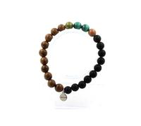 Bracelet Perles Rubis de Mogok, Birmanie, Myanmar + Quartz Titane + Obsidienne Mahogany + Lave de 8 mm | Longueur 19-20 cm | Rouge et Noir |