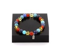 Bracelet de perles de sodalite + aigue-marine + agate rouge + citrine 8 mm