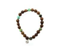 Bracelet de perles turquoises du Pérou + bois 8 mm