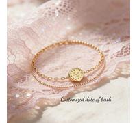 Bracelet personnalisé à double couche - Un côté personnalisé avec la date et l'heure de naissance, l'autre côté peut être personnalisé avec une empreinte de pied ou de main, bracelet personnalisé en a