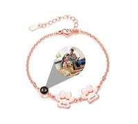 Bracelet personnalisé avec empreinte de patte, Bracelet personnalisé avec empreinte de patte de chien avec photo Pendentif gravé nom et photo de chien ou chat 925 Sterling Silver Pet Jewelry