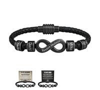 Bracelet personnalisé avec nom infini - Pour l'homme qui nous tient ensemble, To My Man personnalisé avec nom en acier inoxydable et cuir avec perles d'amour infini pour papa, cadeau d'anniversaire de