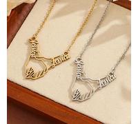 Bracelet personnalisé avec pendentif creux contenant un texte personnalisé. Collier en acier inoxydable de mode pour garçon et fille. Cadeau de la Saint-Valentin. argent,or,2 noms argent,2 noms d'orAc