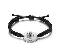 Bracelet personnalisé avec Photo de Chien Bracelet en Corde tressée avec Photo de l'animal de Compagnie Cadeau commémoratif (Steel,One Size)