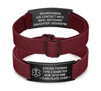 Bracelet Personnalisé d'urgence pour Médicale - Violet Élastique Strap SOS ID Bracelet avec Gravure Diabète Épilepsie Allergie Numéro de Téléphone Bracelets d’urgence pour les Hommes Femmes Enfants