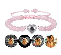 Bracelet personnalisé en forme de coeur avec photo à l'intérieur Bracelet projection photos en cristal Agate noire Turquoise blanche Bracelets pour petit ami Anniversaire de mariage Bijoux de couple
