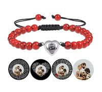 Bracelet personnalisé en forme de coeur avec photo à l'intérieur Bracelet projection photos en cristal Agate noire Turquoise blanche Bracelets pour petit ami Anniversaire de mariage Bijoux de couple